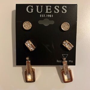 Guess Gold and Silver Earring Set Modern Elegance